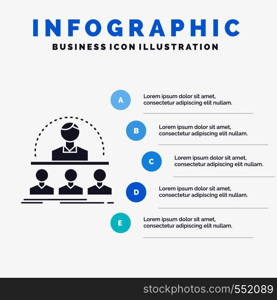 Business, coach, course, instructor, mentor Infographics Template for Website and Presentation. GLyph Gray icon with Blue infographic style vector illustration.. Vector EPS10 Abstract Template background