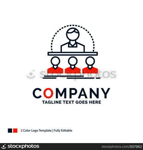 Business, coach, course, instructor, mentor Logo Design. Blue and Orange Brand Name Design. Place for Tagline. Business Logo template.