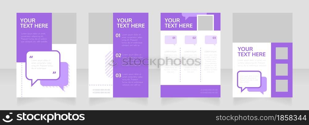 Business coaching blank brochure layout design. Info in speech bubble. Vertical poster template set with empty copy space for text. Premade corporate reports collection. Editable flyer paper pages. Business coaching blank brochure layout design