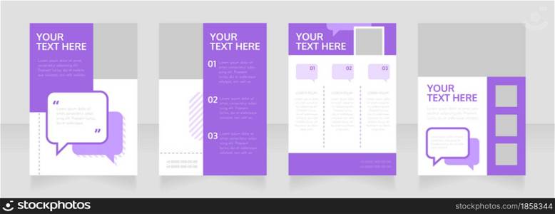 Business coaching blank brochure layout design. Info in speech bubble. Vertical poster template set with empty copy space for text. Premade corporate reports collection. Editable flyer paper pages. Business coaching blank brochure layout design