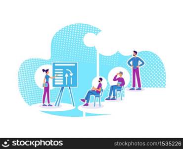 Business coaching flat concept vector illustration. Career mentor. Company personnel training. Students and teacher 2D cartoon characters for web design. Business school lesson creative idea. Business coaching flat concept vector illustration