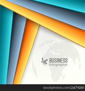 Business colorful background with straight orange turquoise gray lines world map vector illustration. Business Colorful Background