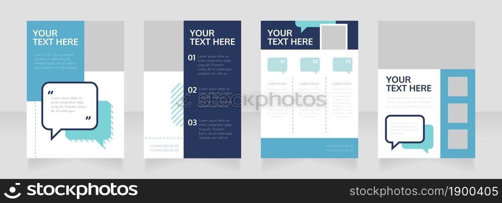 Business communication course blank brochure layout design. Project info. Vertical poster template set with empty copy space for text. Premade corporate reports collection. Editable flyer paper pages. Business communication course blank brochure layout design