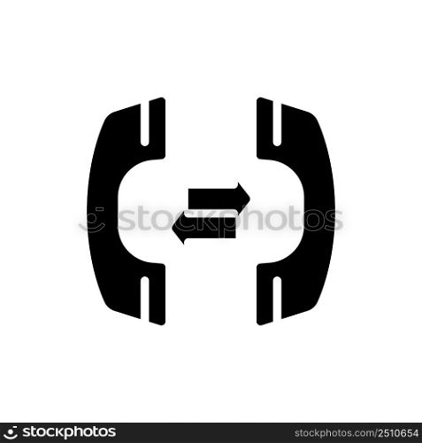 Business communication via phone black glyph icon. Customer interaction. Discuss deals, sales. Telephone conversation. Silhouette symbol on white space. Solid pictogram. Vector isolated illustration. Business communication via phone black glyph icon
