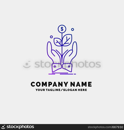 business, company, growth, plant, rise Purple Business Logo Template. Place for Tagline. Vector EPS10 Abstract Template background