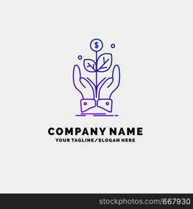 business, company, growth, plant, rise Purple Business Logo Template. Place for Tagline. Vector EPS10 Abstract Template background
