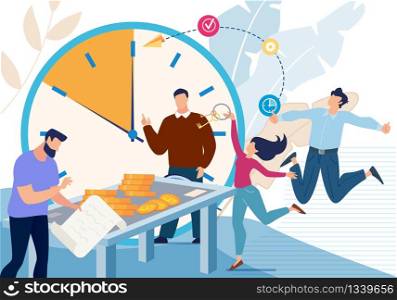 Business Company Team Financial Success, Profitable Contract or Deal, Planning Strategy, Achieving Goal in Career Concept. Happy Business People Celebrating Success Trendy Flat Vector Illustration