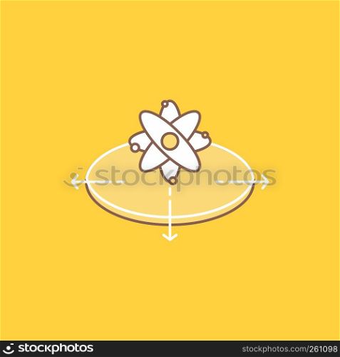 Business, concept, idea, innovation, light Flat Line Filled Icon. Beautiful Logo button over yellow background for UI and UX, website or mobile application