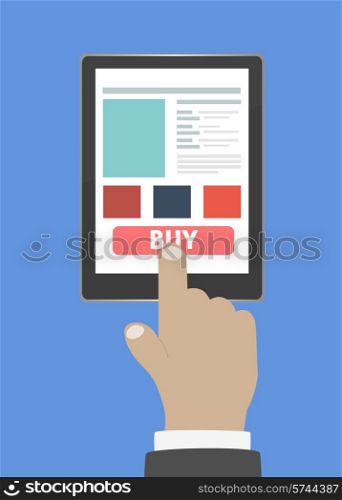 Business concept of flat design smartphone with hand