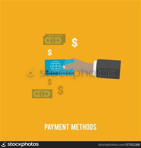 Business concept. Payment methods in flat design