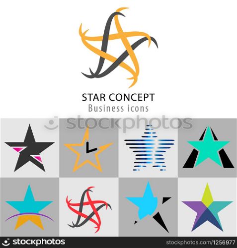 Business concept star icon creative collection useful for creative design tasks. Business concept star icon creative set