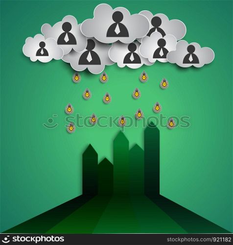 Business concept ,Teamwork cloud fill Ideas on the growth chart ,Business teamwork growth concept