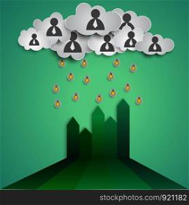 Business concept ,Teamwork cloud fill Ideas on the growth chart ,Business teamwork growth concept