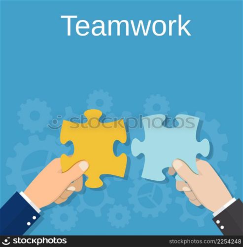 business concept teamwork . Solution and success, strategy and puzzle design. vector illustration in flat design. business concept. Solution and success,