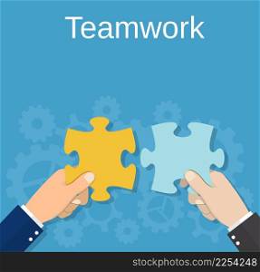 business concept teamwork . Solution and success, strategy and puzzle design. vector illustration in flat design. business concept. Solution and success,
