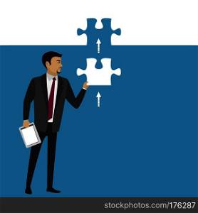 Business concept with piece of the puzzle. Vector illustration. Business concept illustration.