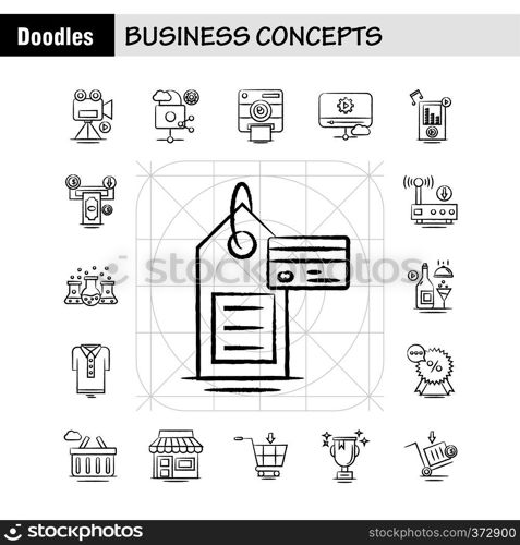 Business Concepts Hand Drawn Icons Set For Infographics, Mobile UX/UI Kit And Print Design. Include: Open Board, Board, Shop, Mall, Calendar, Date, Months, Collection Modern Infographic Logo and Pictogram. - Vector