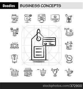 Business Concepts Hand Drawn Icons Set For Infographics, Mobile UX/UI Kit And Print Design. Include: Open Board, Board, Shop, Mall, Calendar, Date, Months, Collection Modern Infographic Logo and Pictogram. - Vector