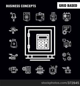 Business Concepts Line Icons Set For Infographics, Mobile UX/UI Kit And Print Design. Include: Document, File, Text, Text File, Idea, Bulb, Target, Collection Modern Infographic Logo and Pictogram. - Vector