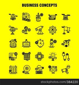 Business Concepts Line Icons Set For Infographics, Mobile UX/UI Kit And Print Design. Include: Clipboard, Setting, Gear, Pencil, Monitor, Internet, Setting, Dollar, Collection Modern Infographic Logo and Pictogram. - Vector