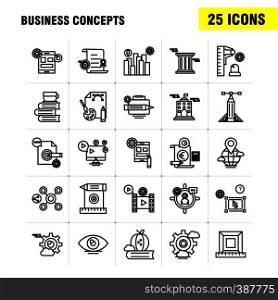 Business Concepts Line Icons Set For Infographics, Mobile UX/UI Kit And Print Design. Include: Direction Board, Board, Direction, Right, Floppy Disk, Cloud, Collection Modern Infographic Logo and Pictogram. - Vector