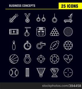 Business Concepts Line Icons Set For Infographics, Mobile UX/UI Kit And Print Design. Include: Map Pointer, Globe, World, Internet, Book, Apple, Studies, Collection Modern Infographic Logo and Pictogram. - Vector