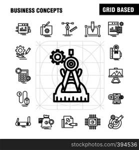 Business Concepts Line Icons Set For Infographics, Mobile UX/UI Kit And Print Design. Include: Dollar, Money, Coin, Currency, Scale, Cup, Drink, Tea, Collection Modern Infographic Logo and Pictogram. - Vector