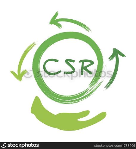 Business Concepts, Recycle Icon with CSR Abbreviation or Corporate Social Responsibility Achieve Notes.