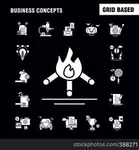 Business Concepts Solid Glyph Icons Set For Infographics, Mobile UX/UI Kit And Print Design. Include: Money Bag, Money, Dollar, Currency, Shop, Market, Money, Collection Modern Infographic Logo and Pictogram. - Vector