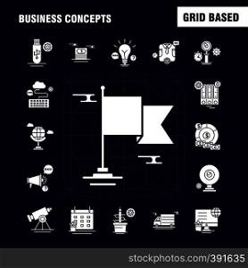Business Concepts Solid Glyph Icons Set For Infographics, Mobile UX/UI Kit And Print Design. Include: Clipboard, Setting, Gear, Pencil, Monitor, Internet, Setting, Dollar, Collection Modern Infographic Logo and Pictogram. - Vector