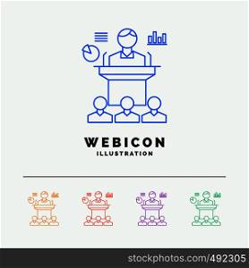 Business, conference, convention, presentation, seminar 5 Color Line Web Icon Template isolated on white. Vector illustration. Vector EPS10 Abstract Template background