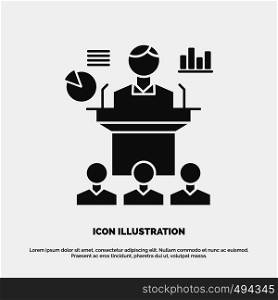 Business, conference, convention, presentation, seminar Icon. glyph vector gray symbol for UI and UX, website or mobile application. Vector EPS10 Abstract Template background