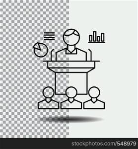 Business, conference, convention, presentation, seminar Line Icon on Transparent Background. Black Icon Vector Illustration. Vector EPS10 Abstract Template background