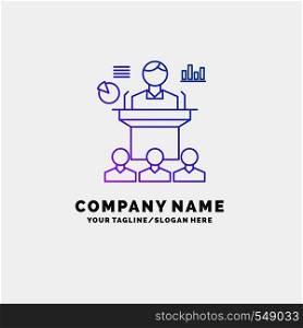 Business, conference, convention, presentation, seminar Purple Business Logo Template. Place for Tagline. Vector EPS10 Abstract Template background