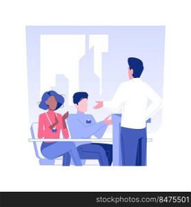 Business conference isolated concept vector illustration. Group of diverse colleagues at a business conference event, audience applauding, office lifestyle, company workers vector concept.. Business conference isolated concept vector illustration.