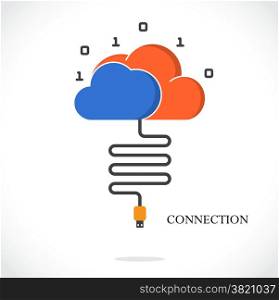 Business connection and cloud technology computing. Business and technology sign. Vector illustration