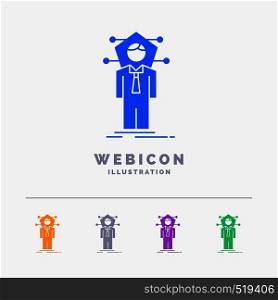 Business, connection, human, network, solution 5 Color Glyph Web Icon Template isolated on white. Vector illustration. Vector EPS10 Abstract Template background