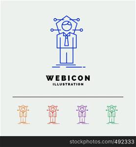 Business, connection, human, network, solution 5 Color Line Web Icon Template isolated on white. Vector illustration. Vector EPS10 Abstract Template background