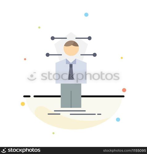 Business, connection, human, network, solution Flat Color Icon Vector