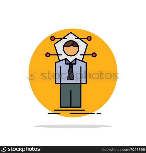 Business, connection, human, network, solution Flat Color Icon Vector