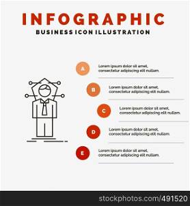 Business, connection, human, network, solution Infographics Template for Website and Presentation. Line Gray icon with Orange infographic style vector illustration. Vector EPS10 Abstract Template background