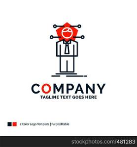 Business, connection, human, network, solution Logo Design. Blue and Orange Brand Name Design. Place for Tagline. Business Logo template.