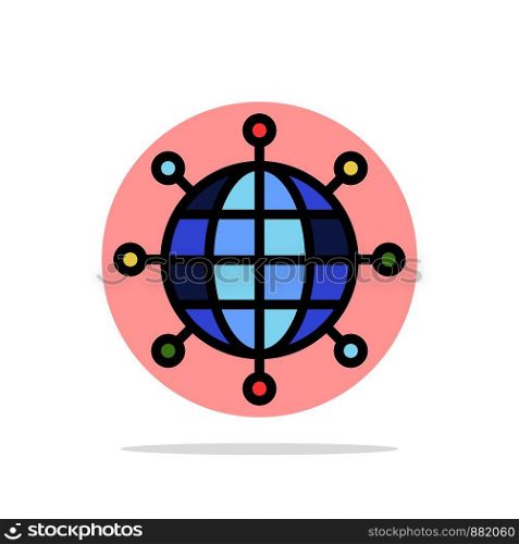 Business, Connections, Global, Modern Abstract Circle Background Flat color Icon
