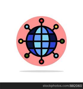 Business, Connections, Global, Modern Abstract Circle Background Flat color Icon