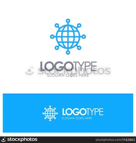 Business, Connections, Global, Modern Blue outLine Logo with place for tagline