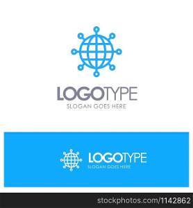 Business, Connections, Global, Modern Blue outLine Logo with place for tagline