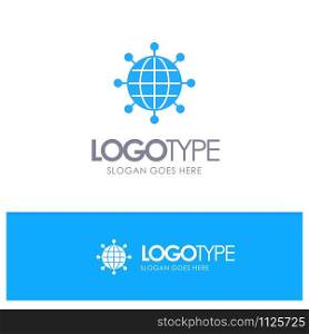 Business, Connections, Global, Modern Blue Solid Logo with place for tagline