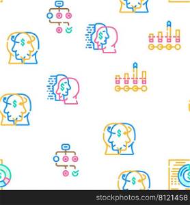 Business Consultant Advicing Vector Seamless Pattern Color Line Illustration. Business Consultant Advicing Icons Set Vector