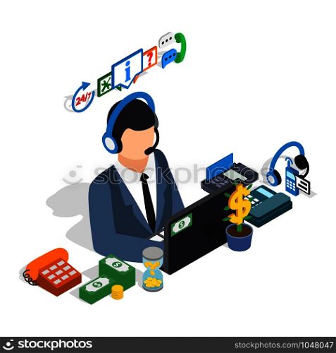 Business consultant clip art. Isometric clip art of business consultant concept vector icons for web isolated on white background. Business consultant clip art, isometric style