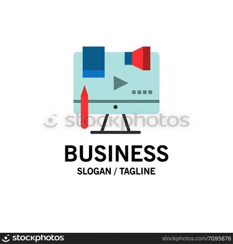 Business, Content, Copyright, Digital, Law Business Logo Template. Flat Color
